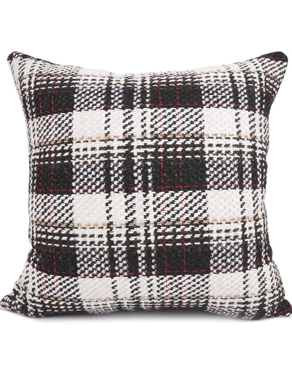 New! Two Christmas Tartan Black Buffalo Plaid Decorative Throw Pillow Case